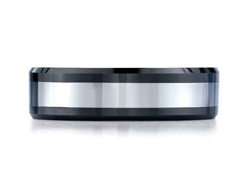 Benchmark 7mm Tungsten Forge Wedding Band Ring with Seranite Edge