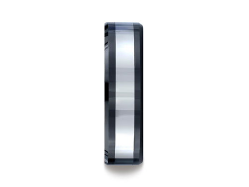 Benchmark 7mm Tungsten Forge Wedding Band Ring with Seranite Edge