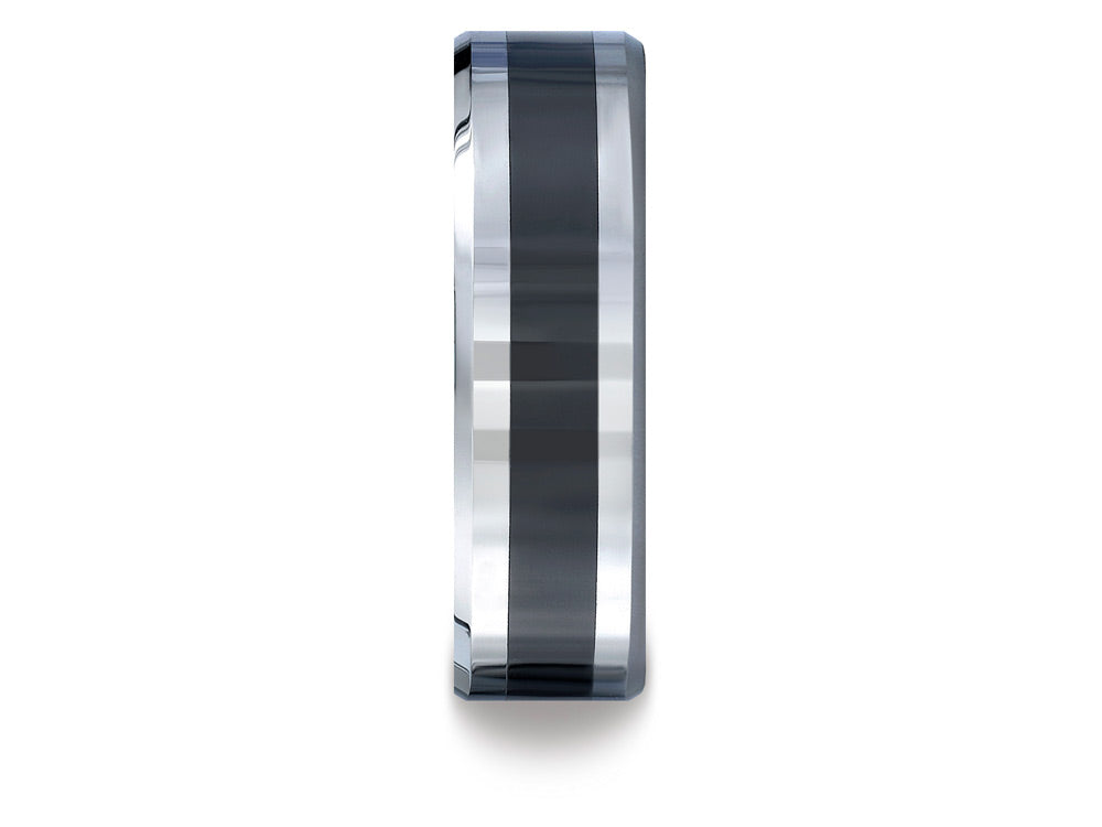 Benchmark Cobalt Chrome7mm Comfort-fit Ceramic Inlay Design Ring
