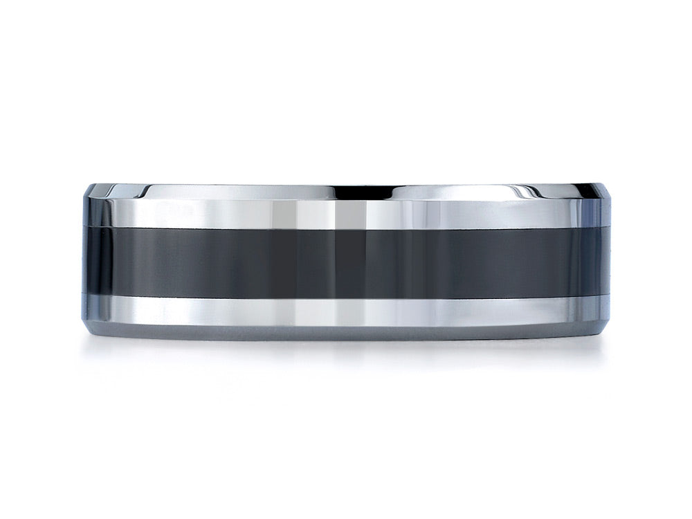 Benchmark Cobalt Chrome7mm Comfort-fit Ceramic Inlay Design Ring