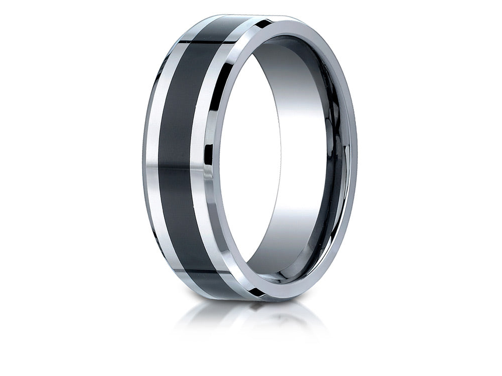 Benchmark Cobalt Chrome7mm Comfort-fit Ceramic Inlay Design Ring