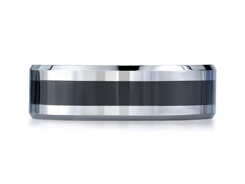 Benchmark 7mm Tungsten Forge Wedding Band Ring with Seranite Center