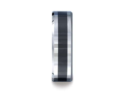 Benchmark 7mm Tungsten Forge Wedding Band Ring with Seranite Center