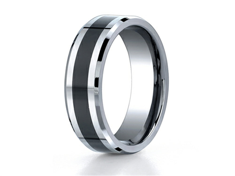 Benchmark 7mm Tungsten Forge Wedding Band Ring with Seranite Center