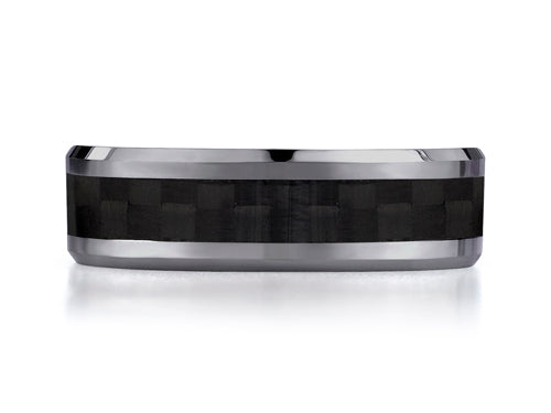 Benchmark 7mm Tungsten Forge Wedding Band Ring with Carbon Fiber Center