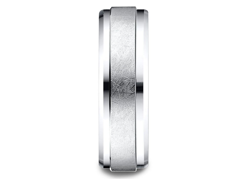 Benchmark 14 Karat Gold 7mm Comfort-fit Drop Bevel Swirl Finish Center Design Wedding Band Ring