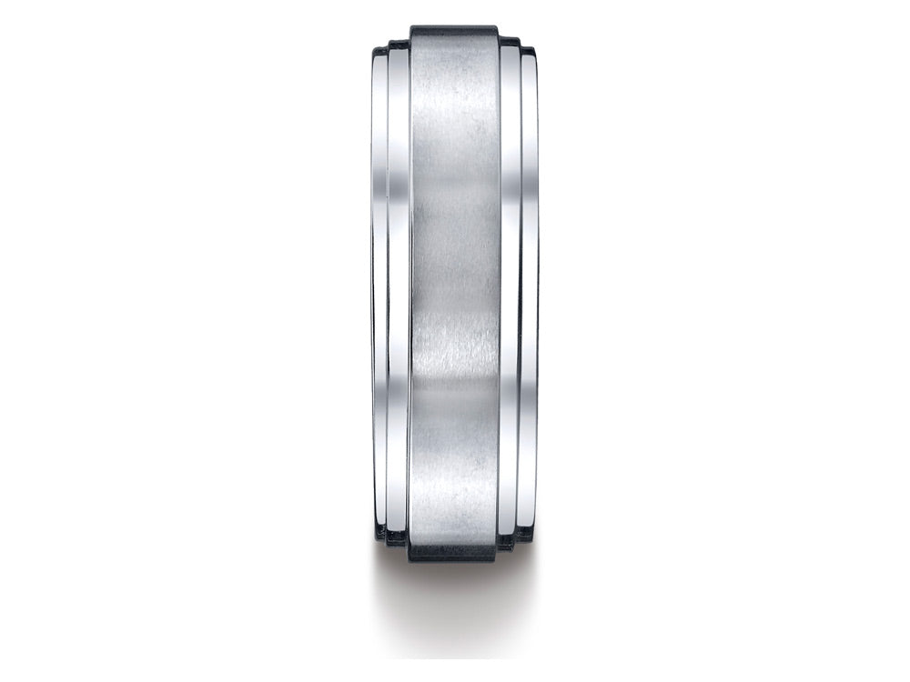 Benchmark Cobalt Chrome 8mm Comfort-fit Satin-finished Double Edge Design Ring