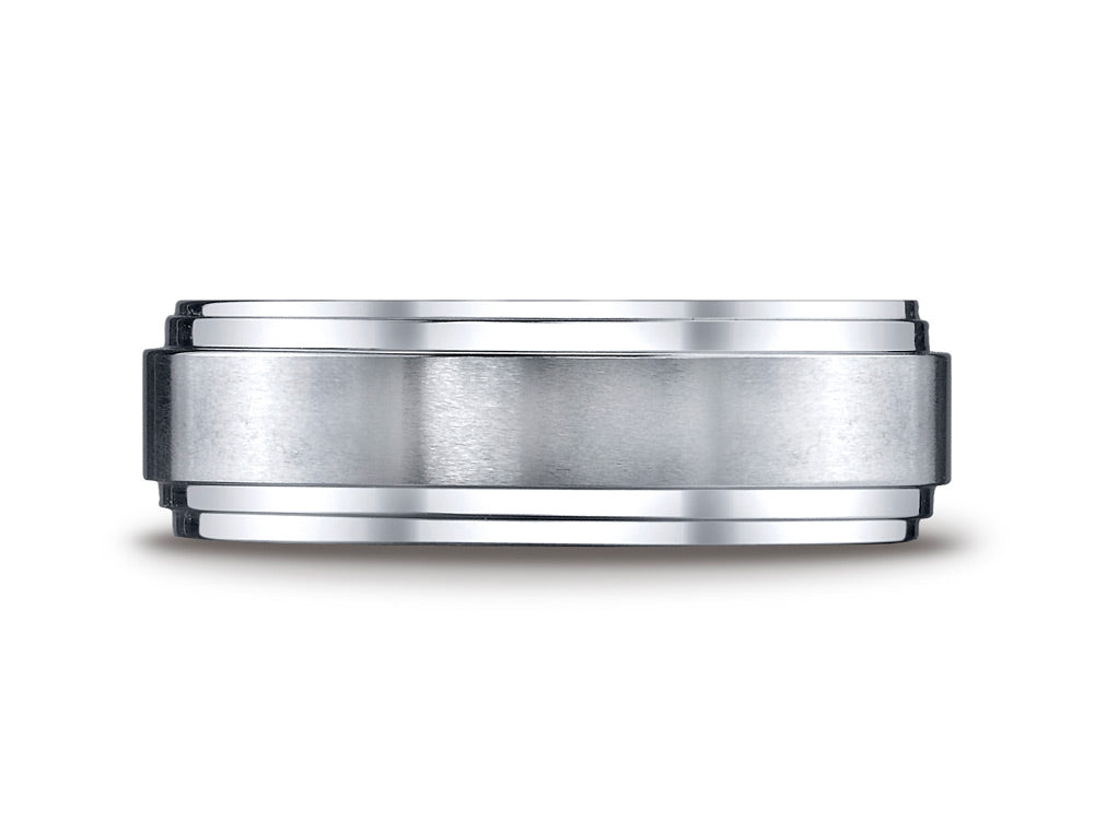 Benchmark Cobalt Chrome 8mm Comfort-fit Satin-finished Double Edge Design Ring