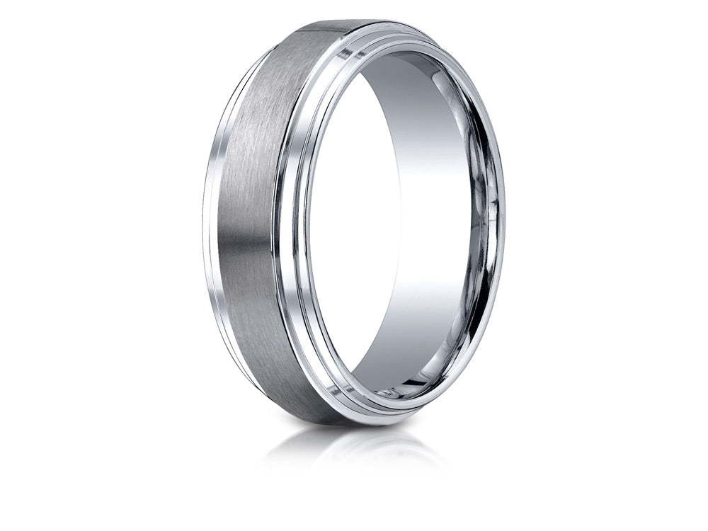 Benchmark Cobalt Chrome 8mm Comfort-fit Satin-finished Double Edge Design Ring