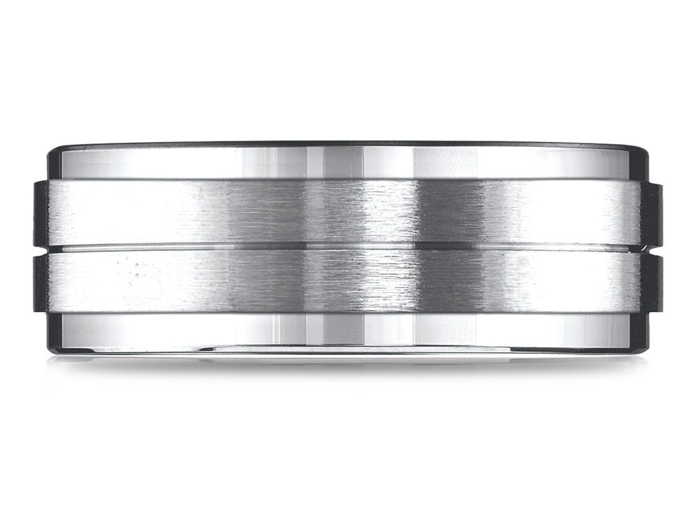Benchmark 10k Gold 8mm Comfort-fit Drop Bevel Satin Center Design Wedding Band Ring