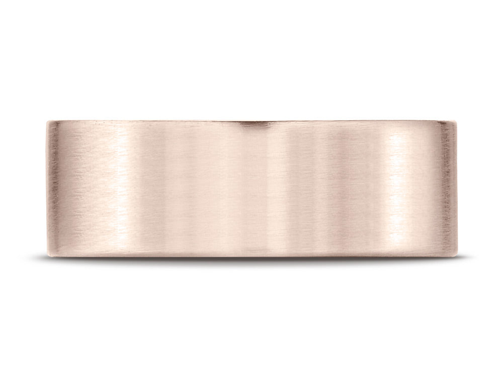 Benchmark 14k Rose Gold 8mm Comfort-fit Satin-finished Carved Design Wedding Band Ring