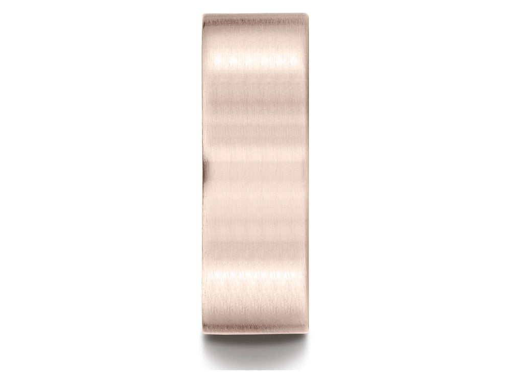 Benchmark 14k Rose Gold 8mm Comfort-fit Satin-finished Carved Design Wedding Band Ring