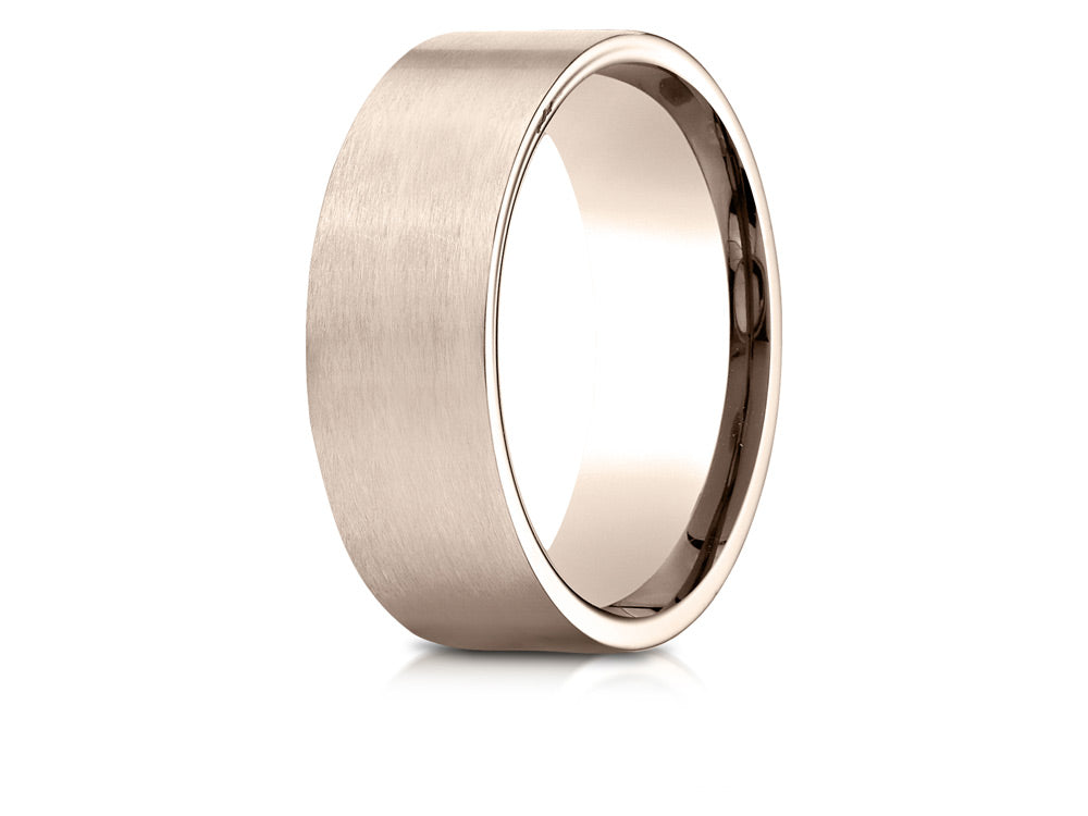Benchmark 14k Rose Gold 8mm Comfort-fit Satin-finished Carved Design Wedding Band Ring