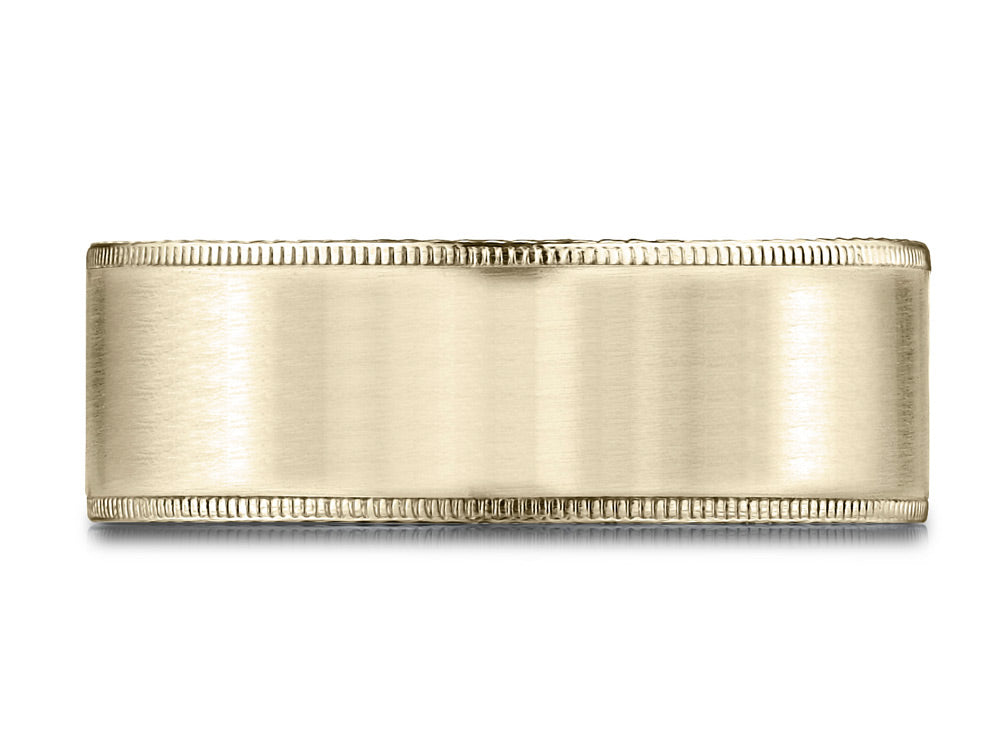 Benchmark 14k Gold 8mm Comfort-fit Riveted Edge Satin Finish Design Wedding Band Ring