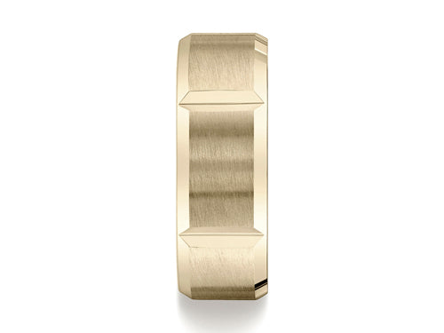 Benchmark 8mm Comfort-fit Satin-finished Grooves Carved Design Wedding Band Ring