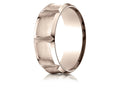 Benchmark 14k Rose Gold 8mm Comfort-fit Satin-finished Beveled Edge Concave Horizontal Cuts Wedding Band Ring