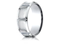 Benchmark 18k Gold 8mm Comfort-fit Satin-finished Beveled Edge Concave With Horizontal Cuts Carved Design Wedding Band