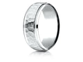 Benchmark 14k Gold 8mm Comfort-fit Drop Bevel Hammered Finish Design Wedding Band Ring