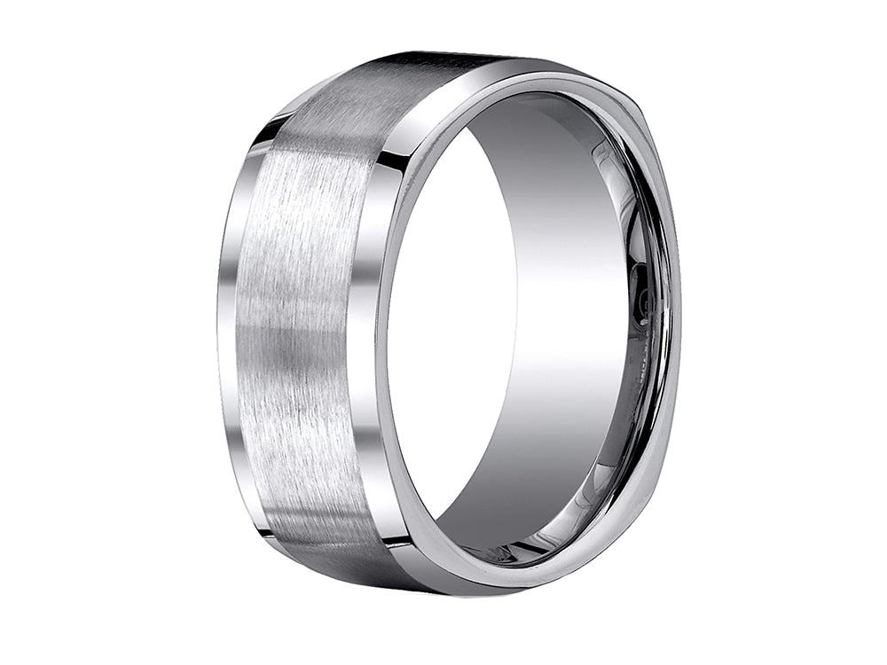 Benchmark Cobalt Chrome 9mm Comfort-fit Satin-finished Four-sided Design Ring