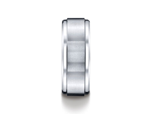Benchmark Cobalt Chrome 9mm Comfort-fit Satin-finished Stair-step Edge Design Ring