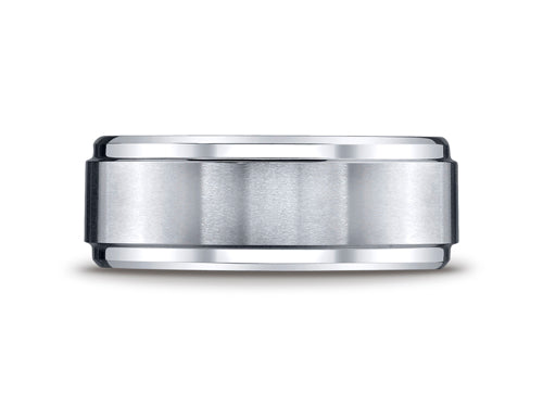 Benchmark Cobalt Chrome 9mm Comfort-fit Satin-finished Stair-step Edge Design Ring