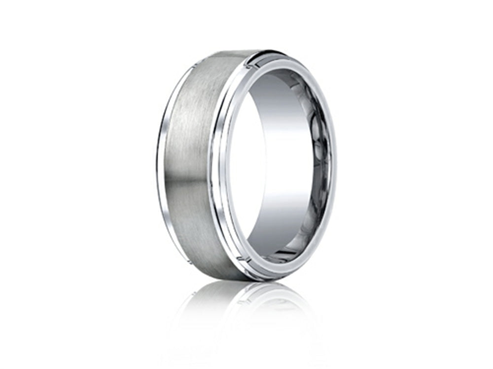 Benchmark Cobalt Chrome 9mm Comfort-fit Satin-finished Stair-step Edge Design Ring