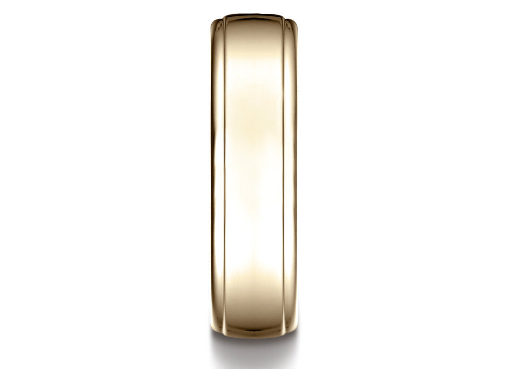 Benchmark 14 Karat Gold 6.5mm Comfort-fit Drop Edge High Polish Design Wedding Band Ring