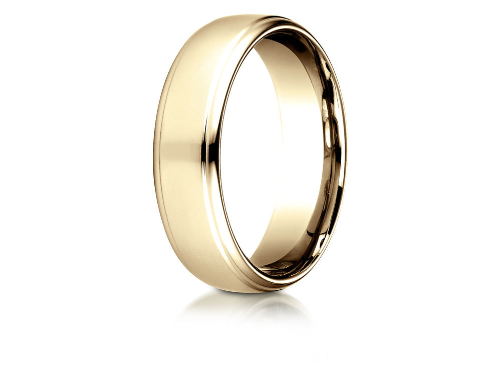 Benchmark 14 Karat Gold 6.5mm Comfort-fit Drop Edge High Polish Design Wedding Band Ring