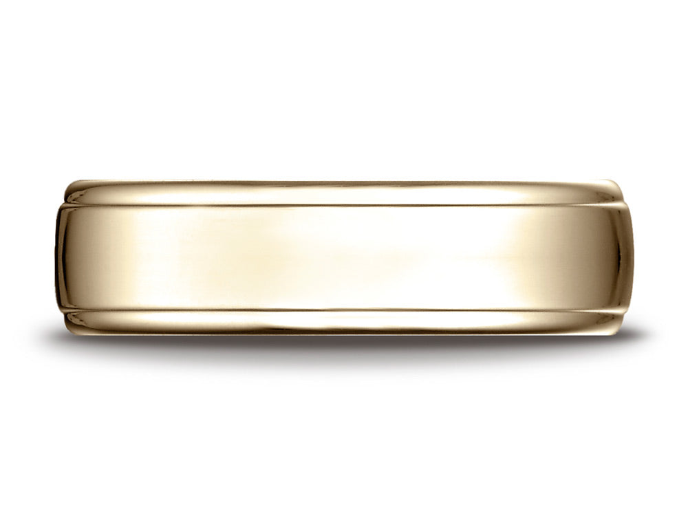 Benchmark 18 Karat Gold 6.5mm Comfort-fit Drop Edge High Polish Design Wedding Band Ring