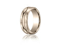 Benchmark 7.5mm Comfort-fit Satin-finished High Polished Center Cut Carved Design Wedding Band Ring