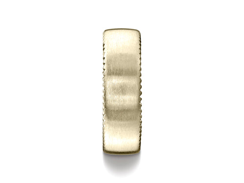 Benchmark 4.5mm Comfort-fit Satin-finished Rivet Coin Edging Carved Design Wedding Band Ring