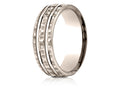 Benchmark 14 Karat Rose Gold 7.5mm Comfort-fit Hammered Finish Double High Polish Cut Design Wedding Band Ring