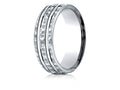 Benchmark 14 Karat Gold 7.5mm Comfort-fit Hammered Finish Double High Polish Cut Design Wedding Band Ring