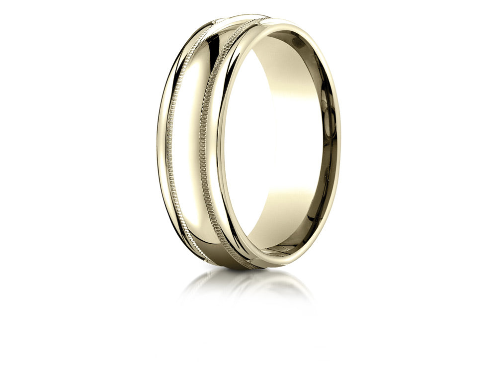 Benchmark 14k Gold 7.5mm Comfort-fit Milgrain High Polish Carved Design Wedding Band Ring