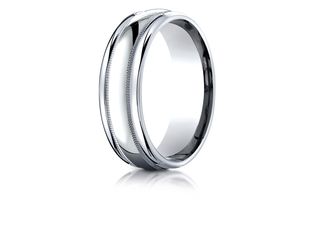 Benchmark 14k Gold 7.5mm Comfort-fit Milgrain High Polish Carved Design Wedding Band Ring