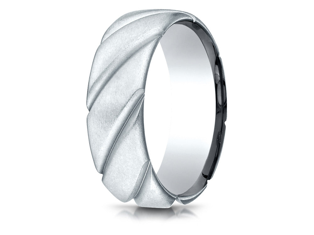 Benchmark 14k Gold Comfort Fit Satin Finished Swirl Pattern Design Wedding Band Ring