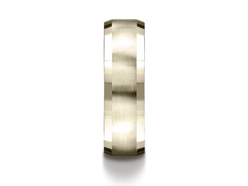 Benchmark 7mm Comfort-fit Satin-finished Four-sided Carved Design Wedding Band Ring