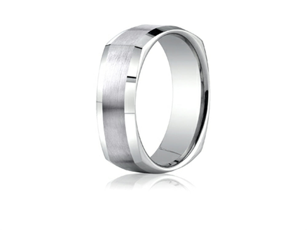 Benchmark 7mm Comfort-fit Satin-finished Four-sided Carved Design Wedding Band Ring