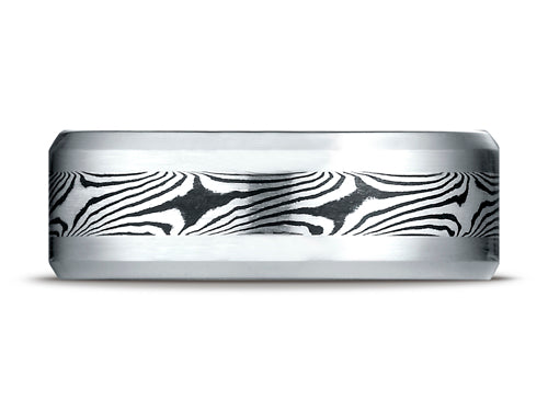 Benchmark Cobalt Chrome 8.0 Comfort-fit Satin-mokume Design Ring