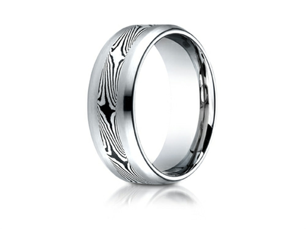 Benchmark Cobalt Chrome 8.0 Comfort-fit Satin-mokume Design Ring