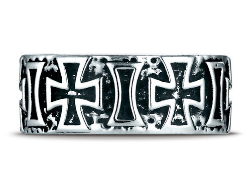 Benchmark Cobalt Chrome 9mm Comfort-fit Maltese Cross Design Ring