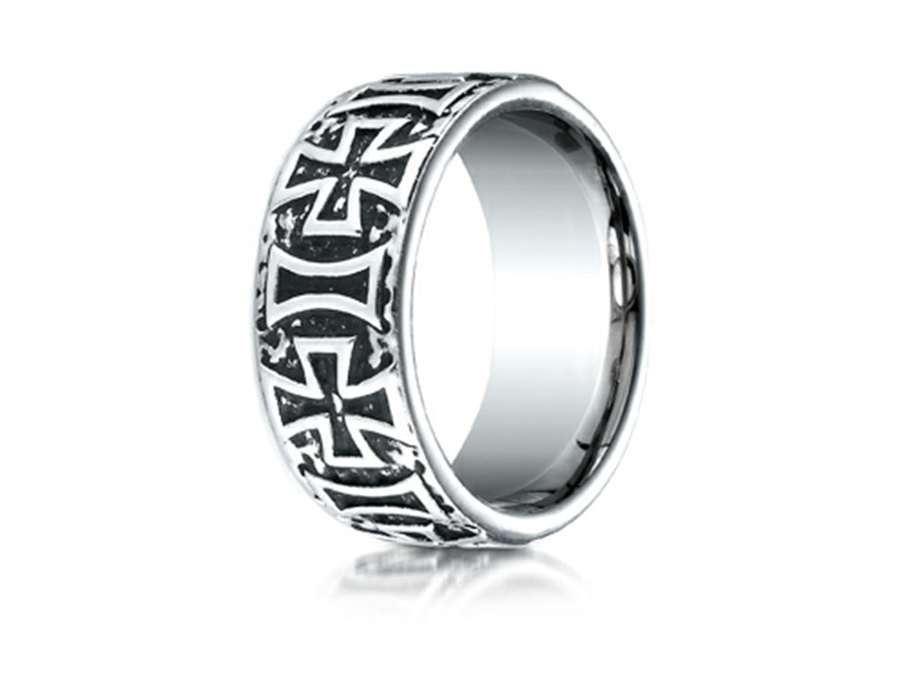 Benchmark Cobalt Chrome 9mm Comfort-fit Maltese Cross Design Ring