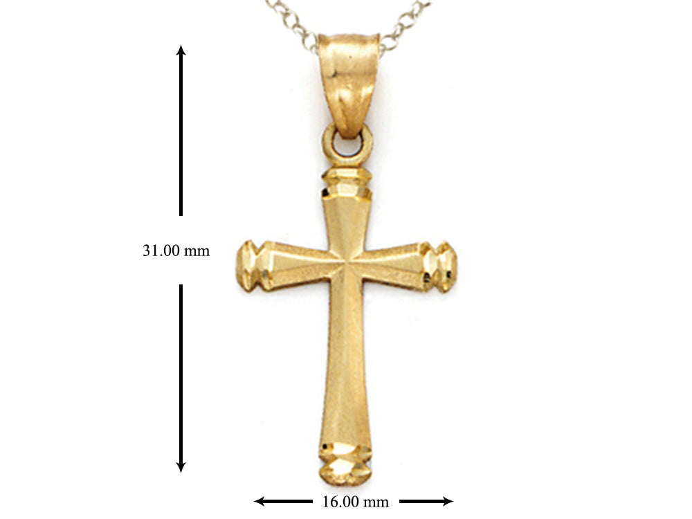 Finejewelers 14k Yellow Gold Bright Cut Cross Pendant Necklace- Chain Included