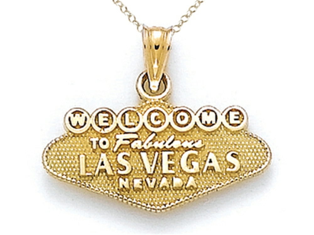 Finejewelers 14k Yellow Gold Welcome to Las Vegas Sign Pendant Necklace - Chain Included