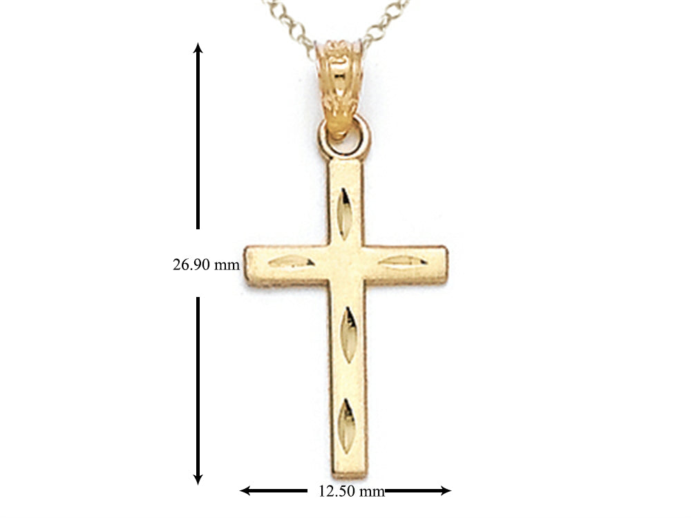 Finejewelers 14k Yellow Gold Large Bright Cut Cross Pendant Necklace - Chain Included