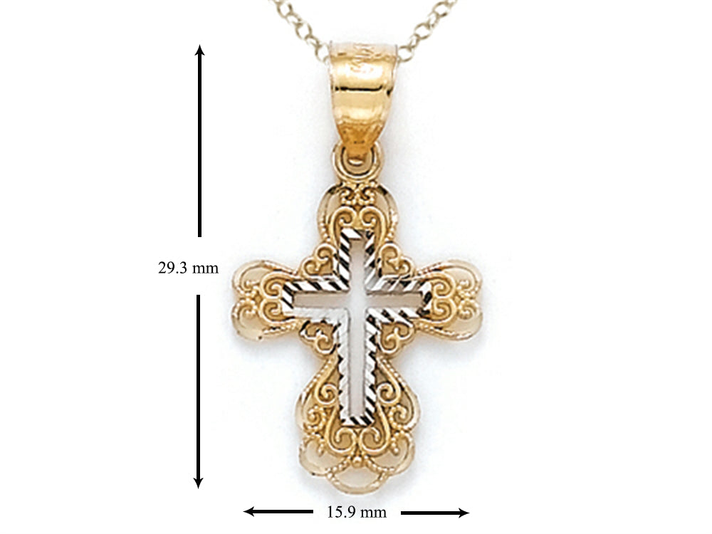 Finejewelers 14k Yellow Gold Medium Fancy Cross Pendant Necklace - Chain Included