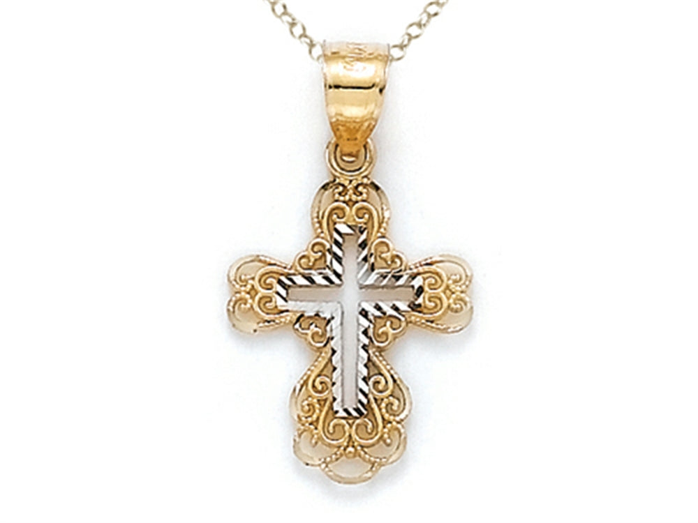 Finejewelers 14k Yellow Gold Medium Fancy Cross Pendant Necklace - Chain Included