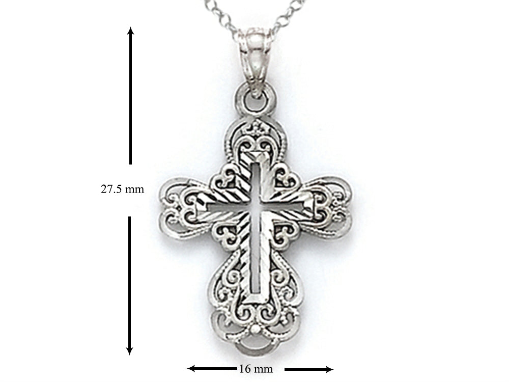Finejewelers 14k White Gold Small Fancy Cross Pendant Necklace - Chain Included
