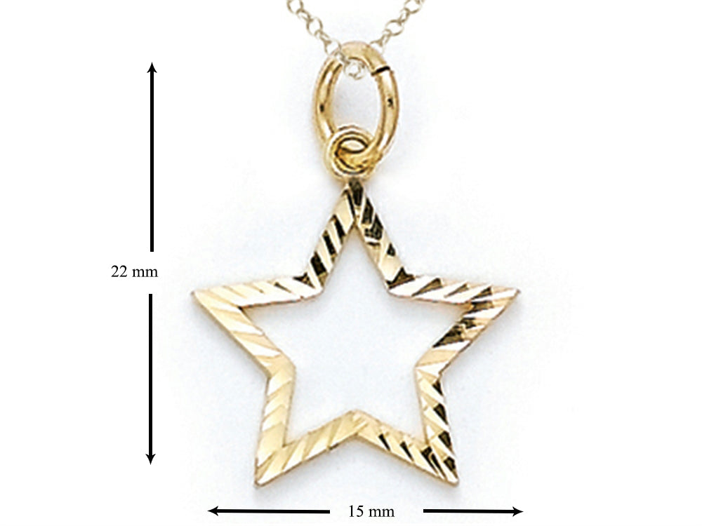 Finejewelers 14k Yellow Gold Small Bright Cut Star Charm Pendant Necklace - Chain Included