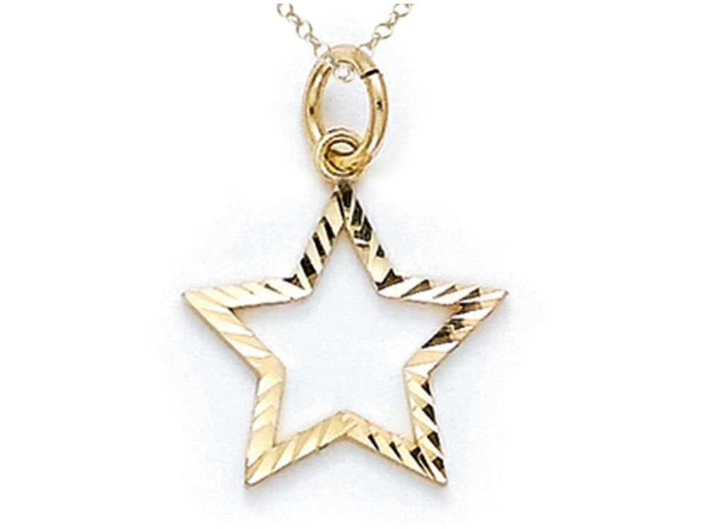 Finejewelers 14k Yellow Gold Small Bright Cut Star Charm Pendant Necklace - Chain Included